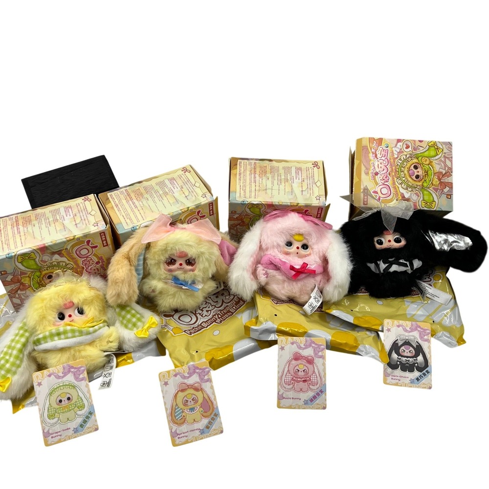 Baby Three Bunny Treats Plush Figure Lot 4 Set Grape Soda Mochi Dark Choco Bunny